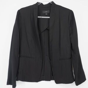 J. Crew Black Going Out Blazer Gramercy Twill Open Front size 4 Career Office